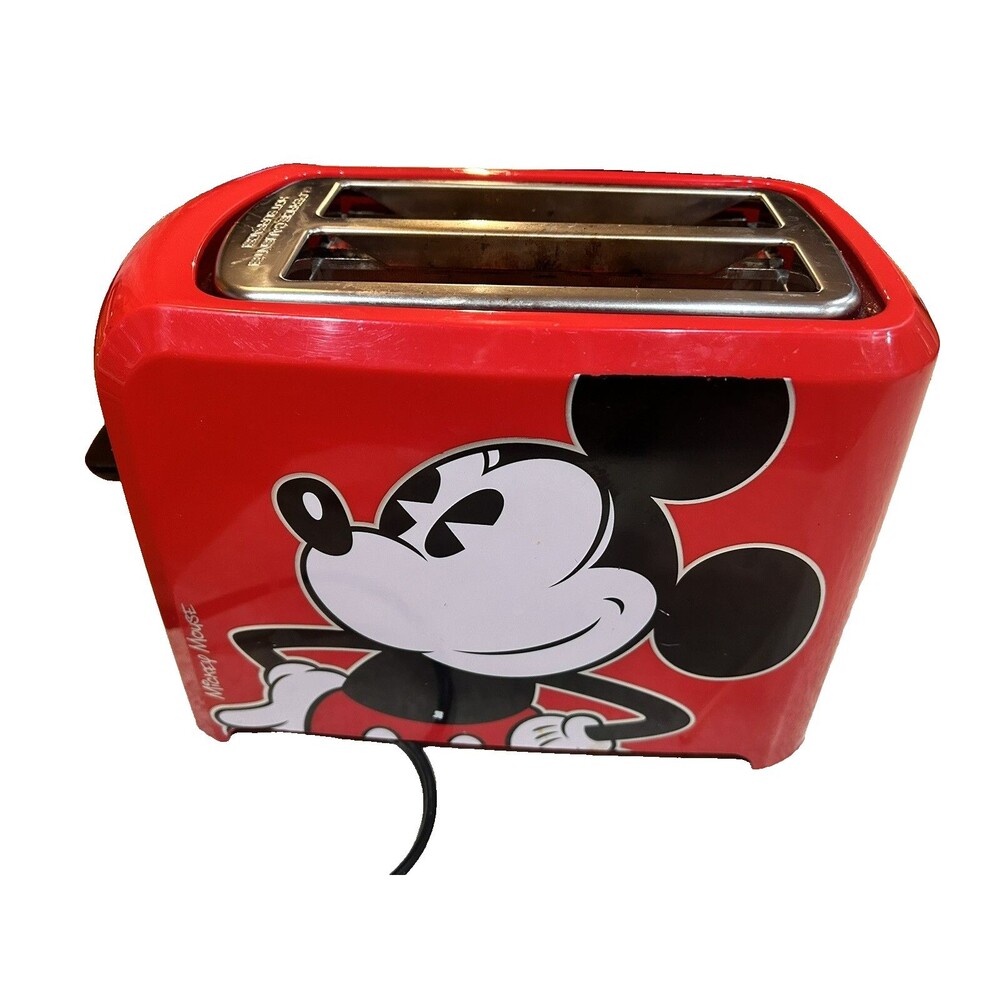 Disney DCM-21 Mickey Mouse Electric 2 Slice Toaster Red Tested Working